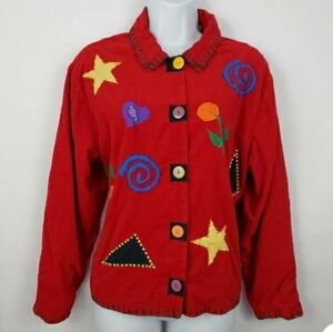 Vintage Khaki Rose women's Long-Sleeve corduroy patchwork Lined red jack…
